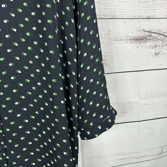 CAbi Top Martini Blouse Womens Medium Blue Green Button Front Flowy Office 5019 - Picture 3 of 13